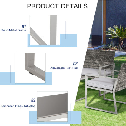 Outsunny 4PC Rattan Garden Furniture Set 2 Single Sofa Arm Chairs 1 Bench with Cushions & Coffee Table Patio Backyard Wicker Weave 