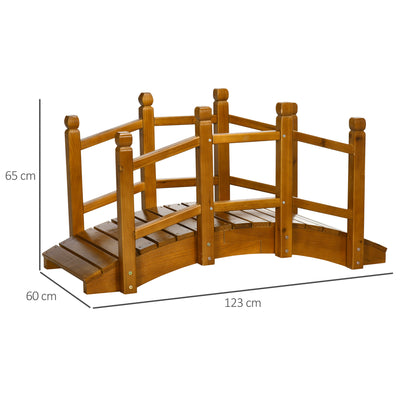 Outsunny Wooden Garden Bridge with Safety Railings, Arc Footbridge for Pond Backyard Stream, Brown 