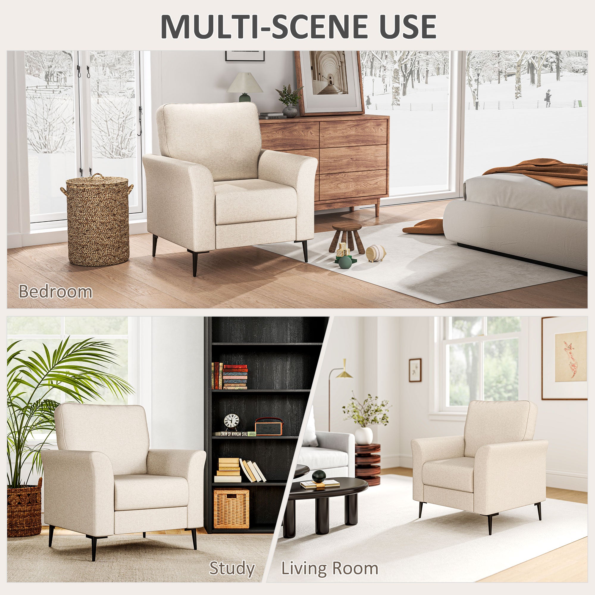 HOMCOM Linen-Look Armchair - Beige 