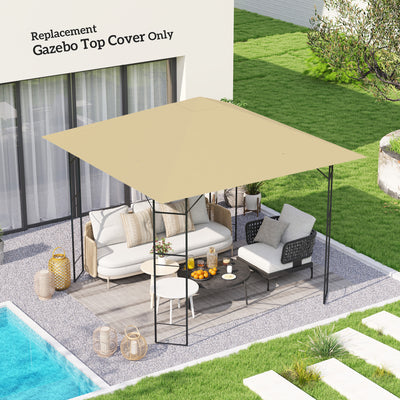 Outsunny 3 x 3(m) Gazebo Canopy Replacement Cover, Garden Gazebo Roof Replacement with Drain Holes, Water Resistant PVC Coating, 370g/\'e3\'8e\'a1, UPF30+, TOP COVER ONLY, Beige 