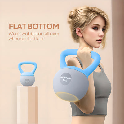 SPORTNOW 4KG Soft Kettlebell, Kettlebell with Non-Slip Handle for Home Gym, Weight Lifting, Strength Training, Light Blue/Grey 