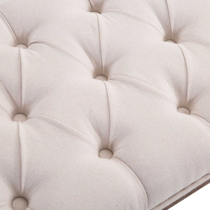 HOMCOM Bed End Side Chaise Lounge Sofa Stool Chic Button Tufted Window Hallway Seat Bench Wooden Leg Fabric Cover Padded Beige 