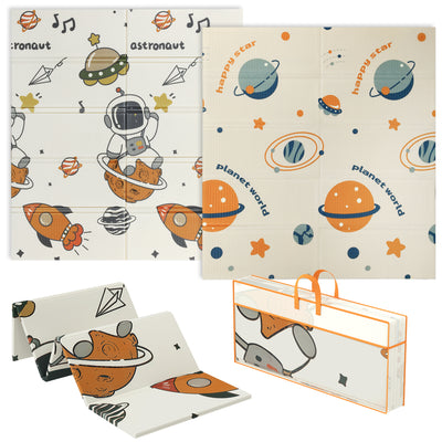 AIYAPLAY Space-Themed Baby Plat Mat Double Sided, Foldable, Water-Resistant for Outdoor/Indoor, 177 x 146 x 1.5cm 