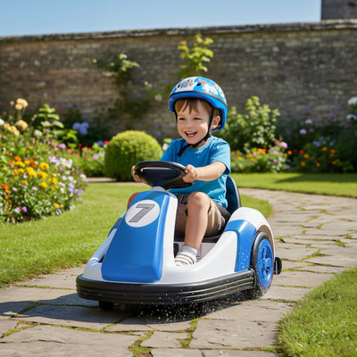 AIYAPLAY Kids Bumper Car with 360-Degree Rotation, 6V Electric Ride On Car with Music and Horn for 3-8 Years Old, Blue 