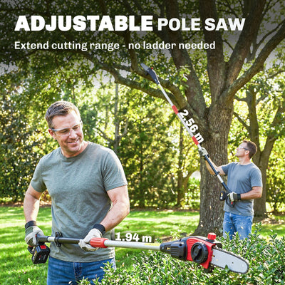 Outsunny 18V 8" Cordless Pole Chainsaw, 1.94m/2.56m Electric Chainsaw with 2 x 4.0Ah Batteries, Charger, Auto Lubrication 