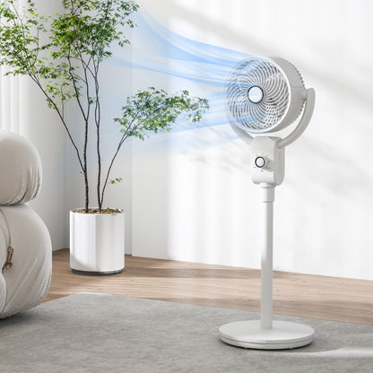 HOMCOM Pedestal Air Circulation Fan with Oscillating, White 
