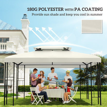 Outsunny 3x4m Gazebo Replacement Roof Canopy 2 Tier Top UV Cover Garden Patio Outdoor Sun Awning Shelters Cream (TOP COVER ONLY) 