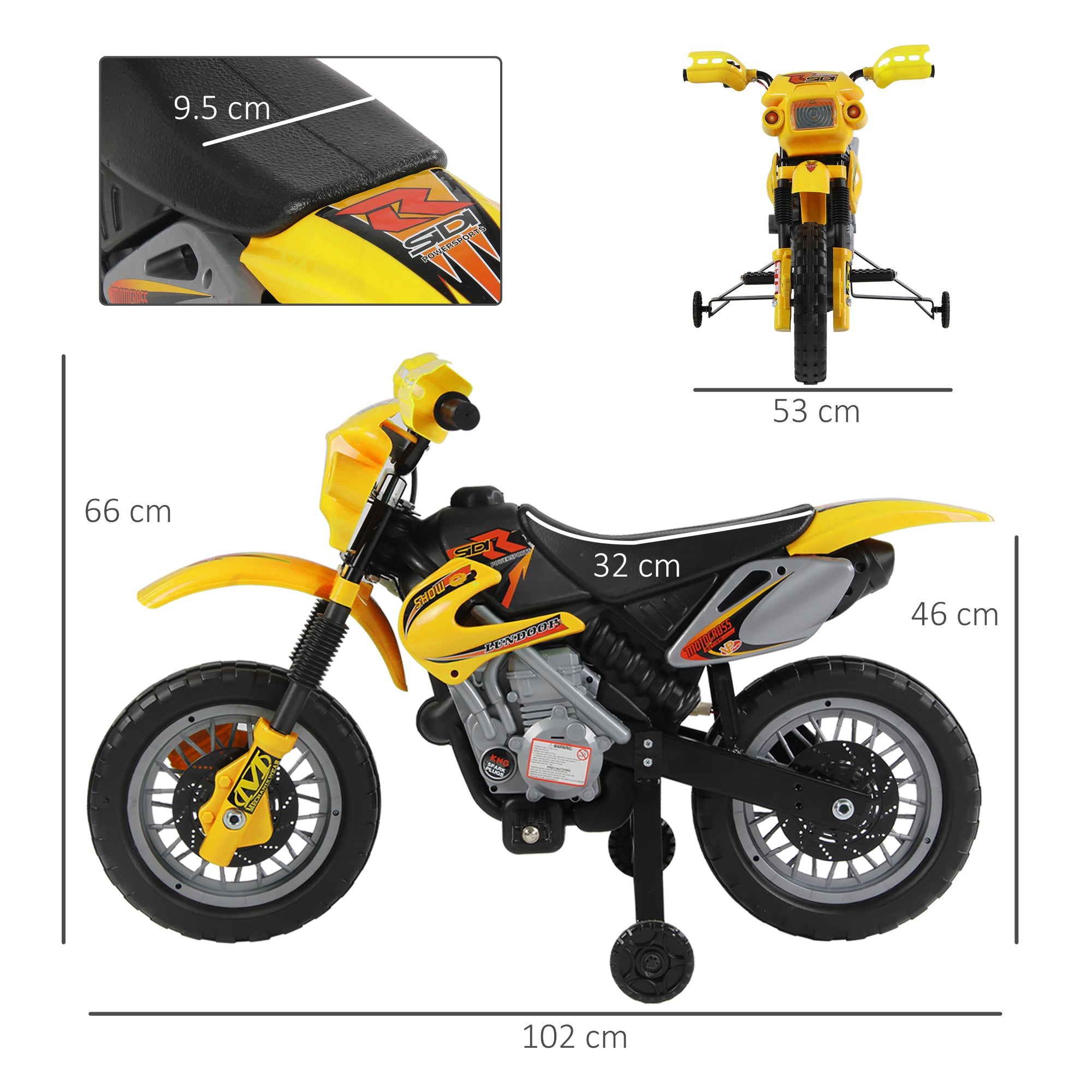 HOMCOM Electric Motorcycle for Kids Ride on Toys-Yellow 