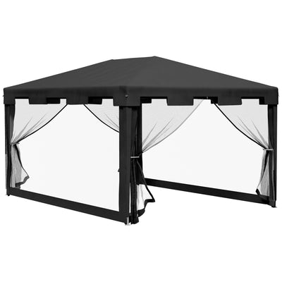 Outsunny 4 x 3 m Party Tent Wedding Gazebo Outdoor Waterproof PE Canopy Shade with Panel 