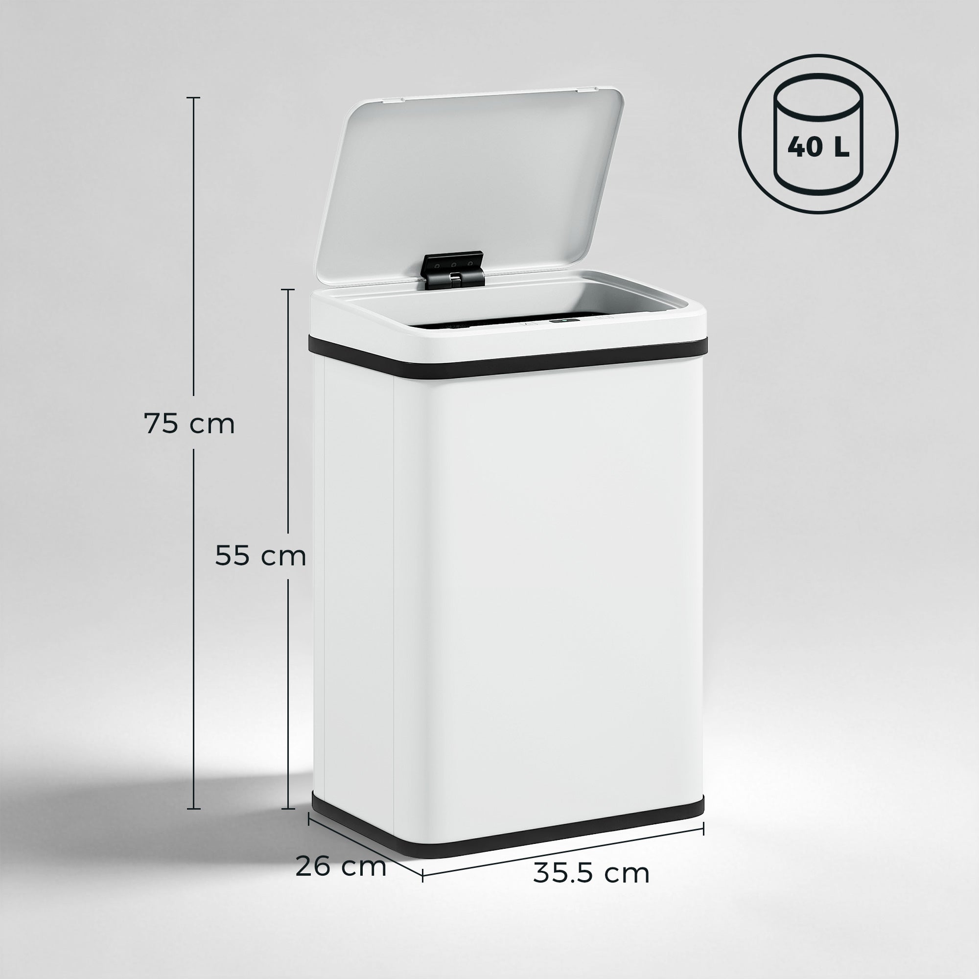 HOMCOM 40L Sensor Bin with Soft-Close Lid, Stainless Steel Automatic Touchless Motion Sensor Kitchen Bin, White