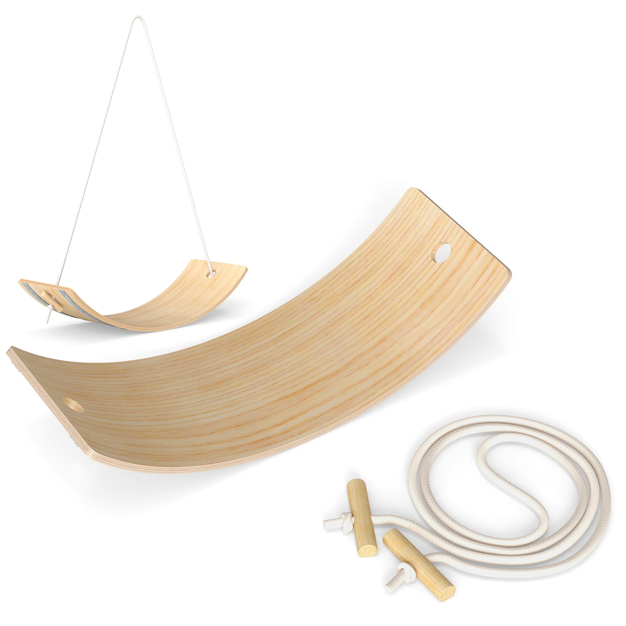 AIYAPLAY Kids Wooden Balance Board with Rope, Wooden Wobble Board with Felt for Sensory Play, for Toddler 3-6 Years Old 