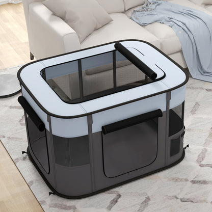 PawHut Foldable Dog Pen with Storage Bag for Indoor/Outdoor Use - Grey 
