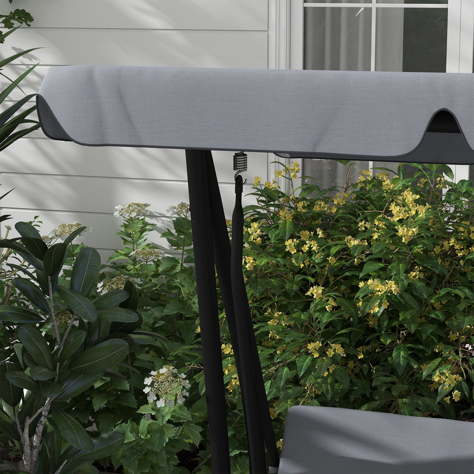 Outsunny Three-Person garden Swing Chair, with Adjustable Canopy - Light Brown 