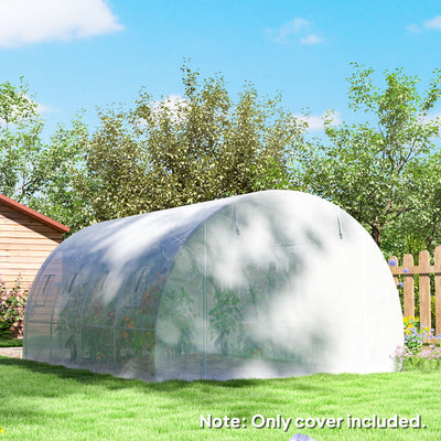 Outsunny 4 x 3 x 2m Polytunnel Greenhouse Replacement Cover ONLY Winter Garden Plant PE Cover for Tunnel Walk-in Greenhouse with Roll-up Windows Door Outdoor, White 