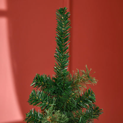 HOMCOM 5.5FT Tall\'c2\'a0Pencil Slim Artificial Christmas Tree with\'c2\'a0Realistic\'c2\'a0Branches, Tip Count and Pine Cones, Pine Needles Tree, Xmas\'c2\'a0Decoration, Green