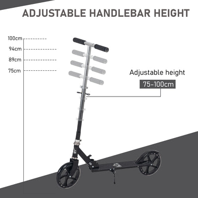 HOMCOM Kids Scooter Teenager Kick Scooter Foldable 4 Levels Adjustable Height with Rear Fender Brake for 7-14 Years 