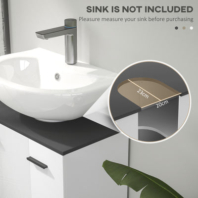 HOMCOM Under Sink Bathroom Cabinet, Modern Under Sink Cabinet with Adjustable Shelf for Basin with or without Pedestal, 60 x 34 x 70cm, High Gloss White 