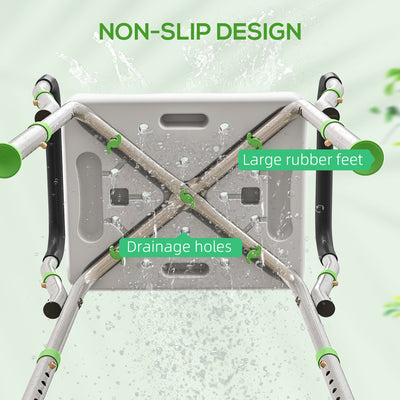 HOMCOM 57-69cm Aluminium Frame Bath Seat 