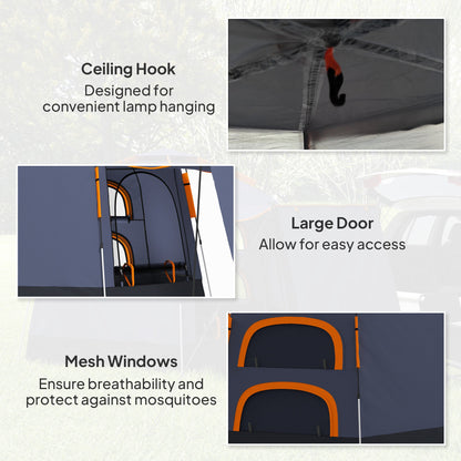 Outsunny Automatic Pop Up Camping Tent, Instant Setup 2-4 Man Tent with Mesh Windows, Waterproof & UV Protection Portable Dome Tent with Carrying Bag for Camping, Hiking, Backpacking, Dark Grey 