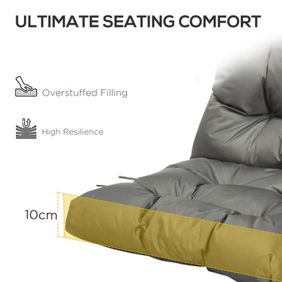 Outsunny Garden Back Chair Cushion, Comfortable Patio Seat Cushion Pad with Backrest for Outdoor & Indoor Use, Light Grey 
