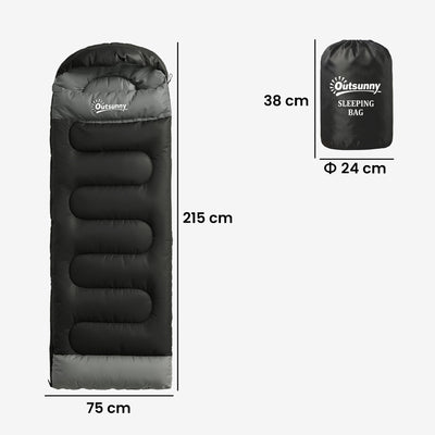 Outsunny Sleeping Bag for Adults, Lightweight & Compact Sleeping Bag, 3 Seasons, Black 