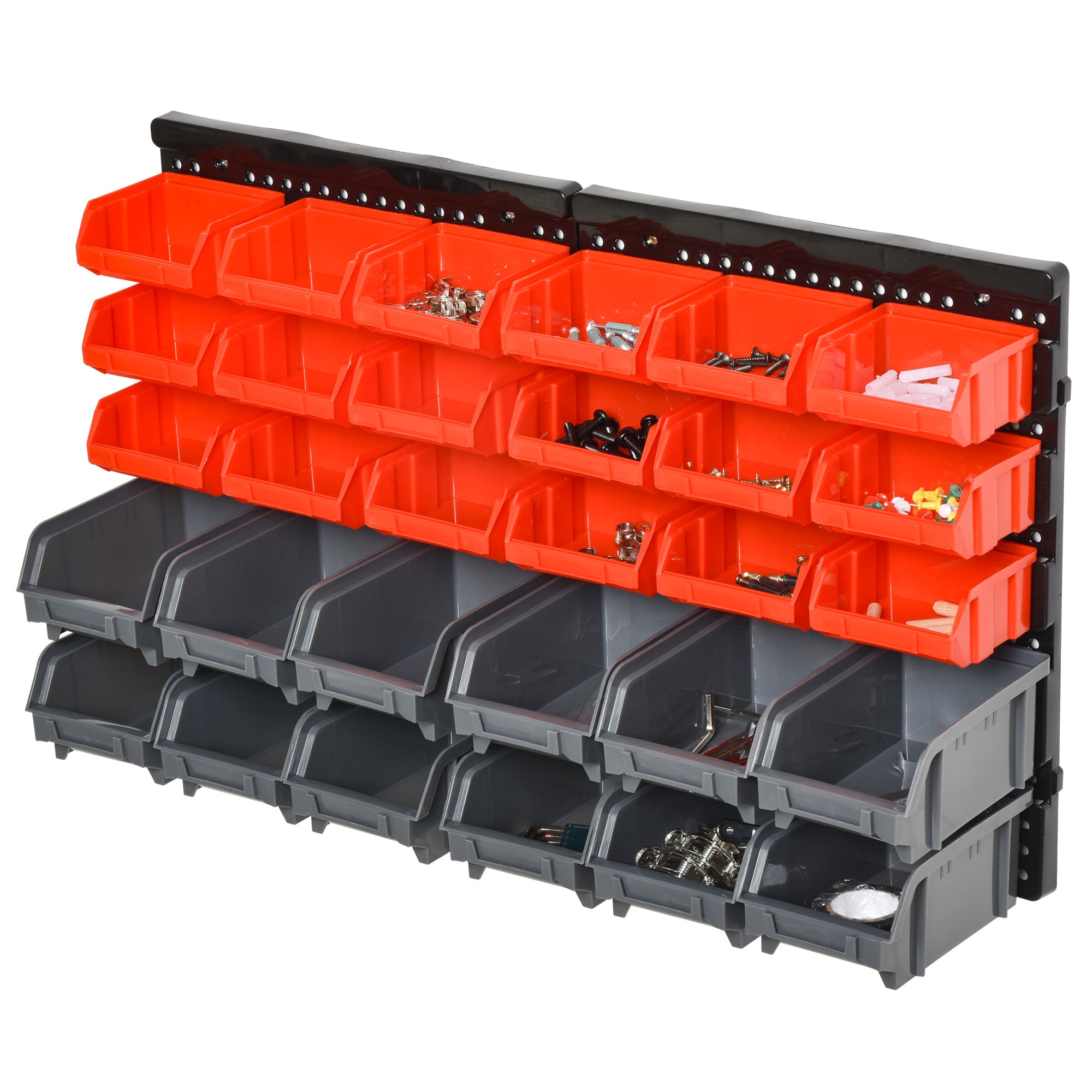 DURHAND 30 Cubbie On-Wall Storage Board Tool Screw Organiser Garage Workshop DIY Container w/ Screw Kit Tool Equipment Tidy 