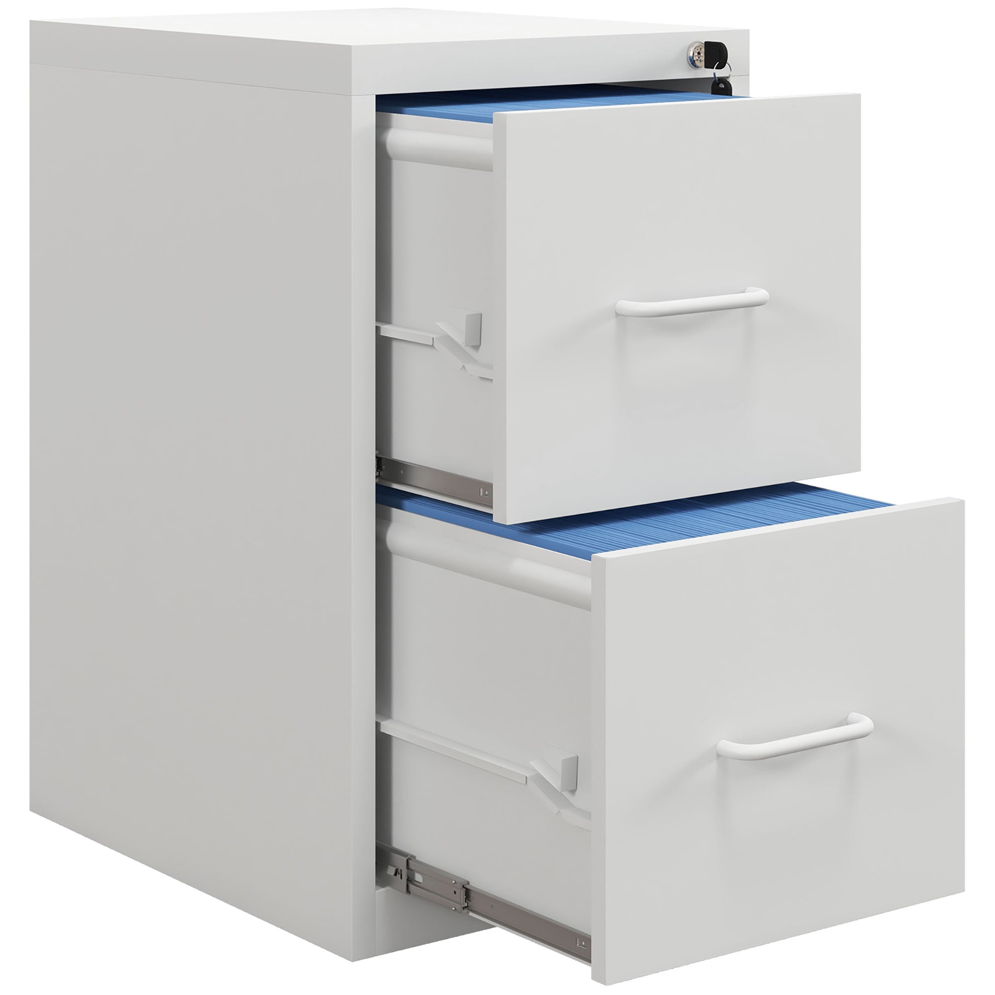 HOMCOM Two-Drawer Modern Steel Filing Cabinet - Cream 