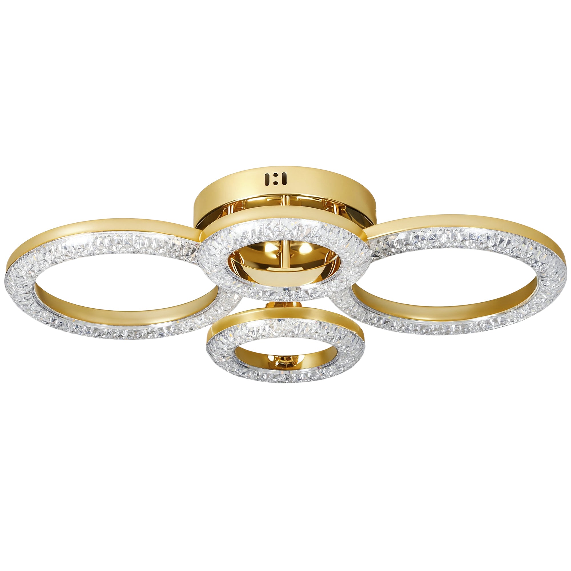 HOMCOM LED Ceiling Light, Modern Dimmable 4 Rings Ceiling Lamp with Wall Switch, 40W 4350lm Flush Mount Ceiling Light with 3500K/4500K/6000K Colour Temperatures for Living Room, Bedroom, Gold Tone 