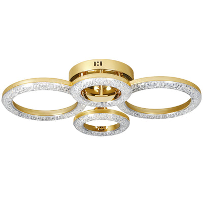 HOMCOM LED Ceiling Light, Modern Dimmable 4 Rings Ceiling Lamp with Wall Switch, 40W 4350lm Flush Mount Ceiling Light with 3500K/4500K/6000K Colour Temperatures for Living Room, Bedroom, Gold Tone 