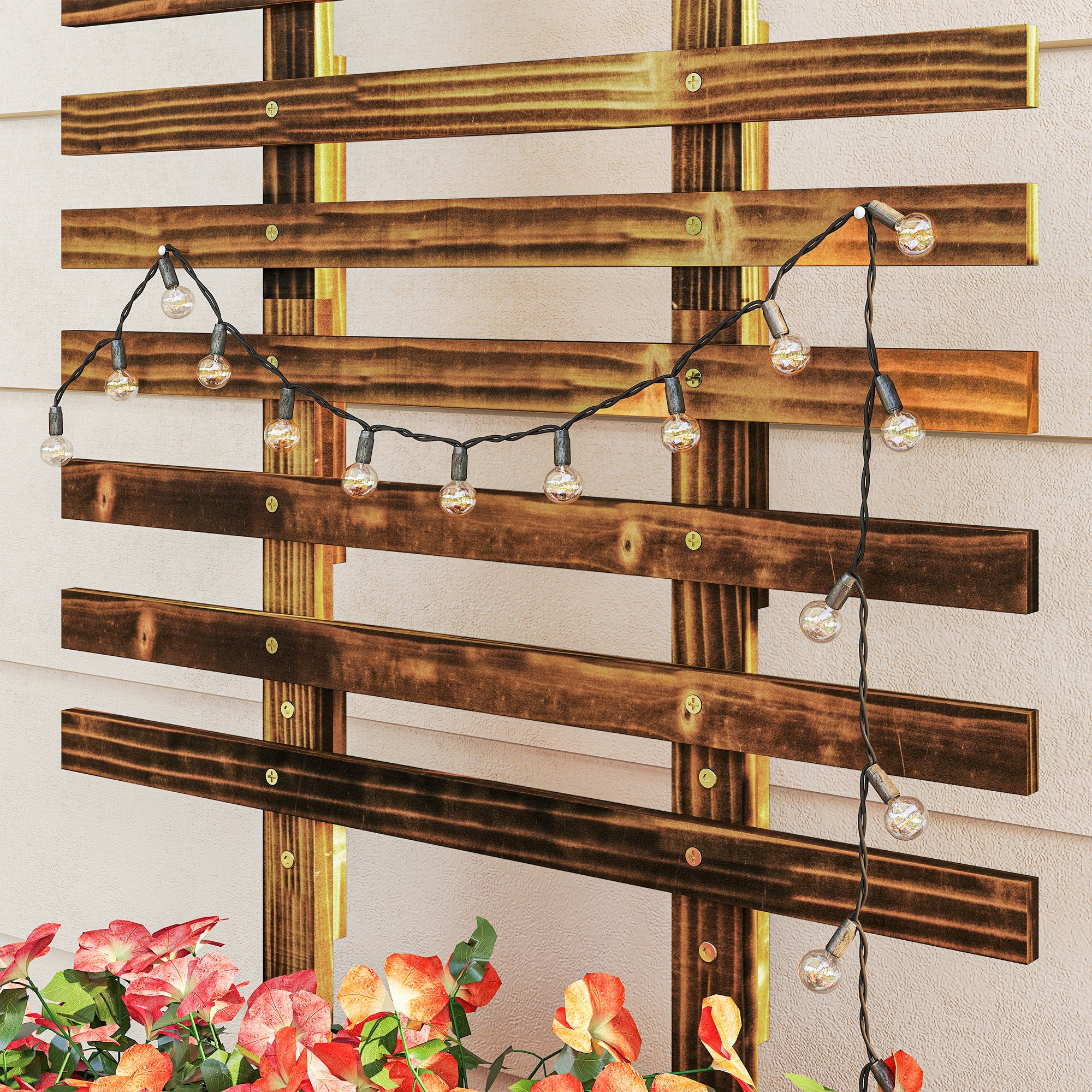 Outsunny Raised Garden Bed with Trellis, Outdoor Wooden Planter Box with Metal Corners and Wheels, Raised Bed for Garden 