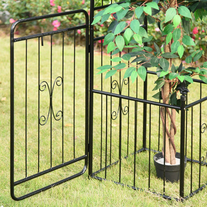 Outsunny Metal Garden Arbor Arch with Double Doors, 2 Side Planter Baskets, Climbing Vine Frame, Black 