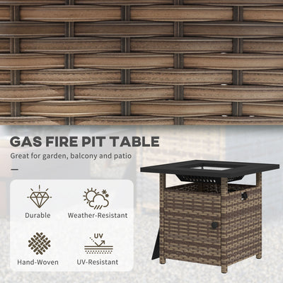 Outsunny 72.5 x 72.5cm 50,000 BTU Fire Pit Table, with Cover - Brown 