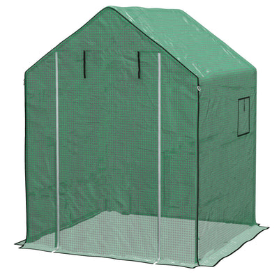 Outsunny Greenhouse Cover Replacement Walk-in PE Hot House Cover with Roll-up Door and Windows, 140 x 143 x 190cm, Green 