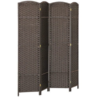 HOMCOM 4 Panel Folding Room Divider, Freestanding Privacy Screen for Living Room, Bedroom and Office, 160 x 170cm, Brown 