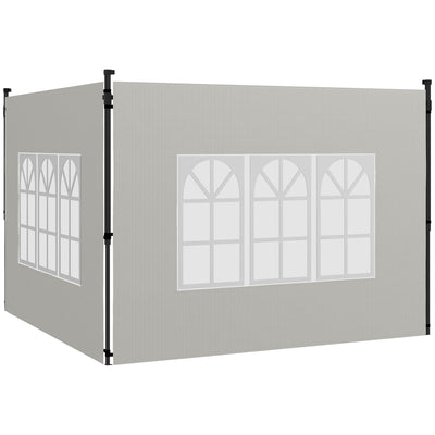 Outsunny Gazebo Side Panels, Sides Replacement with Window for 3x3(m) or 3x6m Gazebo Canopy, 2 Pack, White 