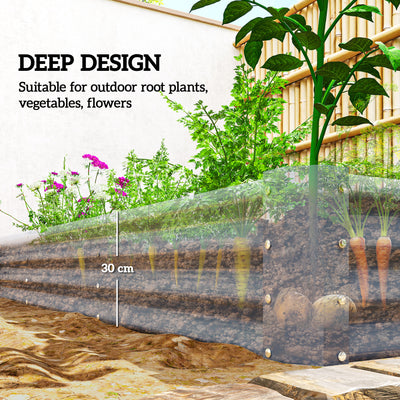 Outsunny 240 x 120cm Galvanised Steel Open Planter - Silver 