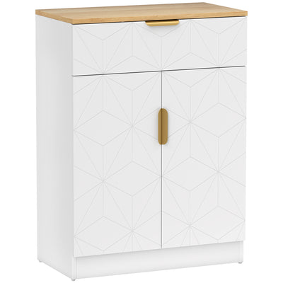 HOMCOM Sideboard Storage Cabinet, Modern Storage Cupboard with Drawer and Adjustable Shelf for Living Room, Kitchen, Dining Room, Entryway, White 