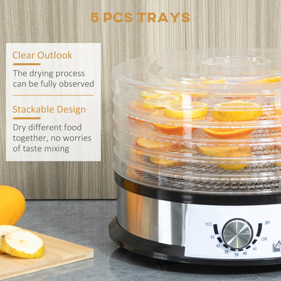 HOMCOM 40-70\'e2\'84\'83 Five-Tray Food Dehydrator 