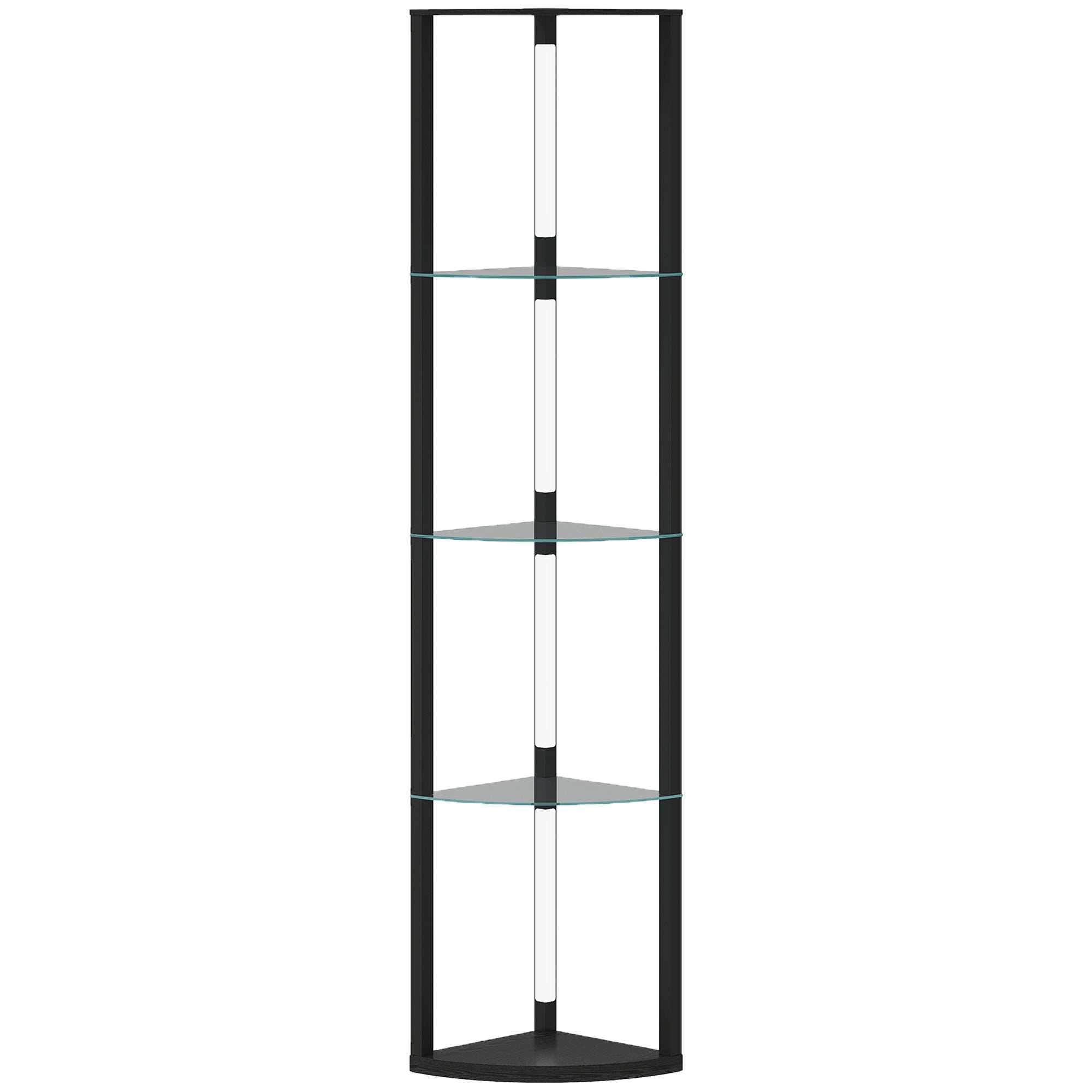 HOMCOM LED Floor Lamp with Shelves, Dimmable Standing Lamp with Foot Switch for Living Room, Bedroom, Black 