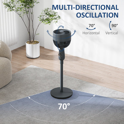 HOMCOM Pedestal Fan, Powerful Air Circulator, 12 Inch Floor Standing Fan with 3 Speed Settings, Oscillating Function for Bedroom, Home and Office, Grey 