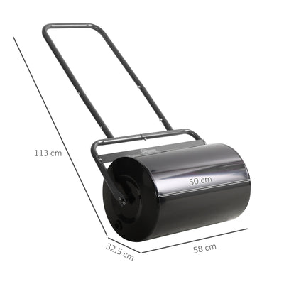 Outsunny 38L Fillable Cylinder Steel Lawn Roller - Black 