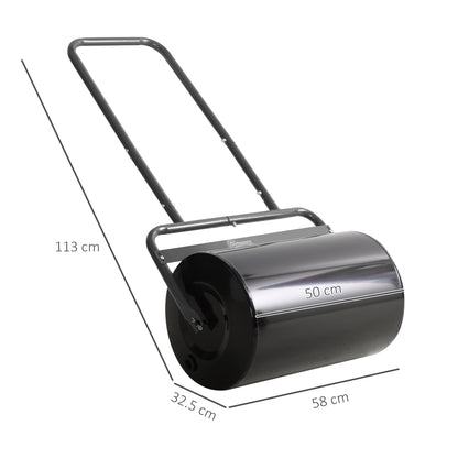 Outsunny 38L Fillable Cylinder Steel Lawn Roller - Black 