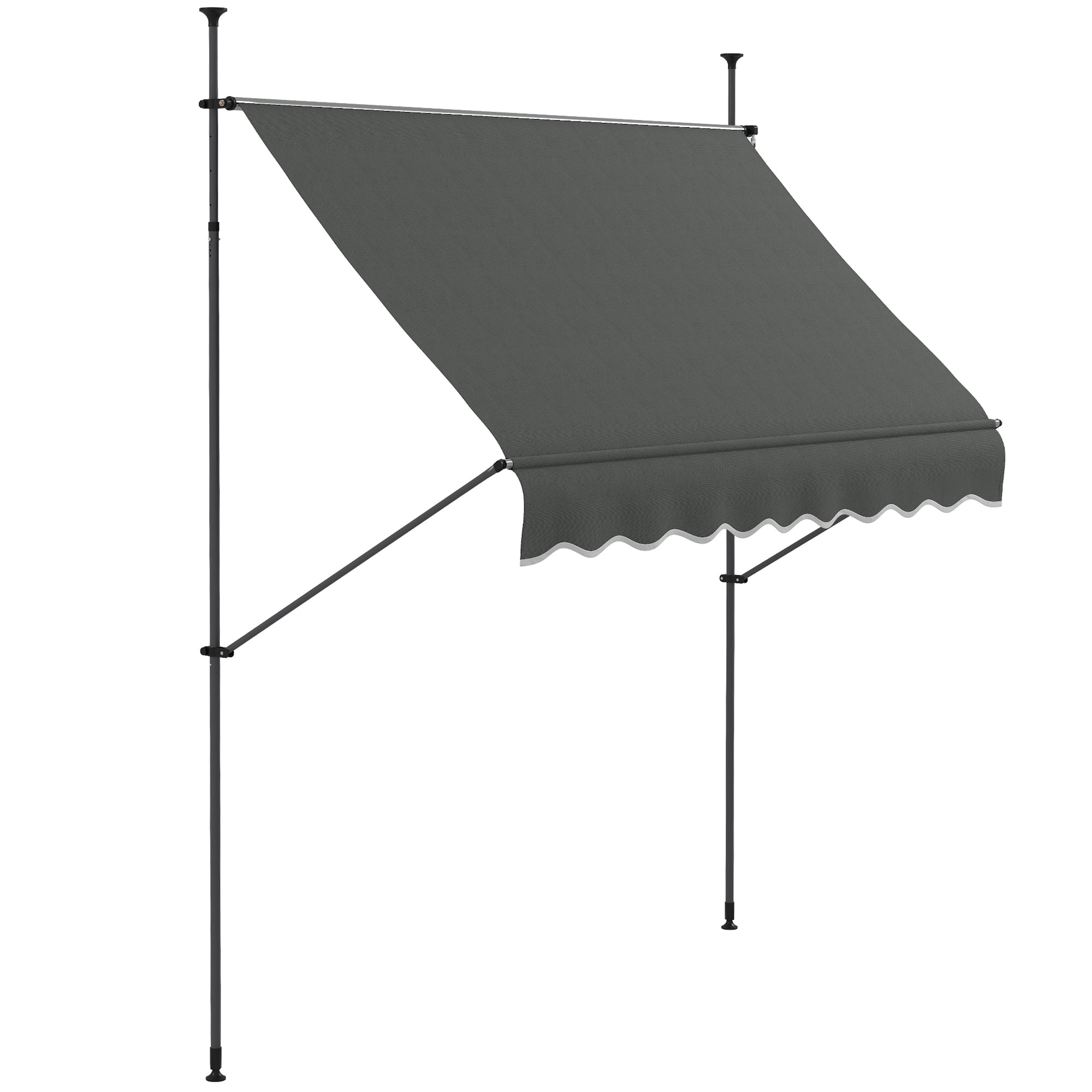 Outsunny 2.5 x 1.2m Retractable Awning, Free Standing Patio Sun Shade Shelter, UV Resistant, for Window and Door, Dark Grey 