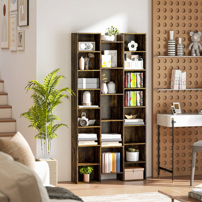 HOMCOM 21-Compartment Bookshelf - Brown 