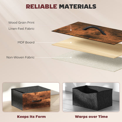 HOMCOM Chest of Four Fabric Drawers - Rustic Brown