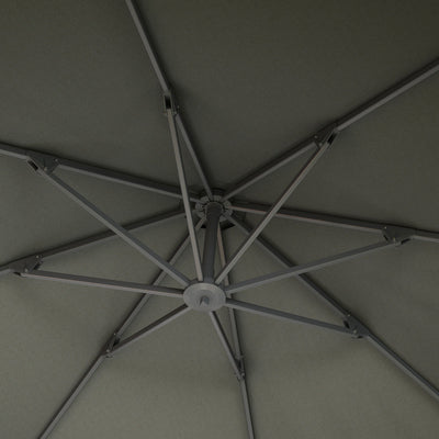 Outsunny 3(m) Garden Cantilever Parasol, Round Overhanging Umbrella with Crank Handle, Cross Base, Aluminium Frame and 360° Rotation, Banana Patio Umbrella for Outdoor Sun Shade, Grey 