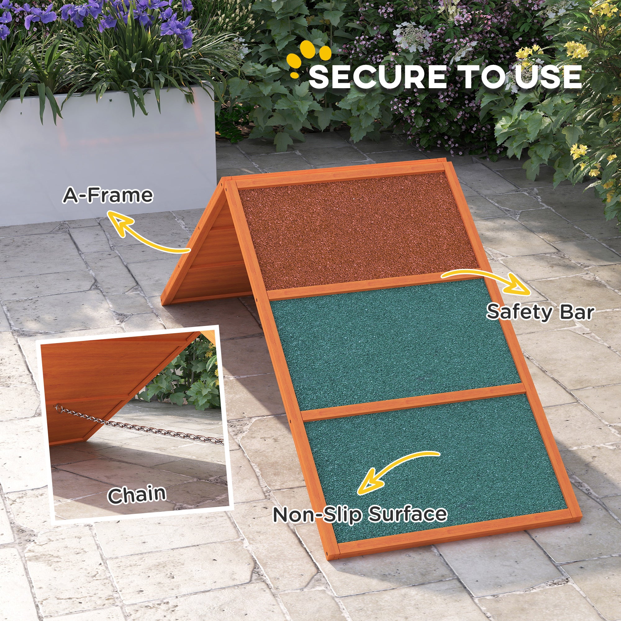PawHut Dog Agility Equipment, Dog Playground Equipment with Non-slip Surface, A-frame, Agility Ramp for All Breeds, Orange 