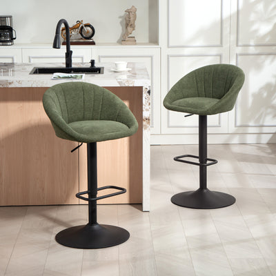 HOMCOM Set of Two Relaxed Tub Bar Stools - Dark Green 