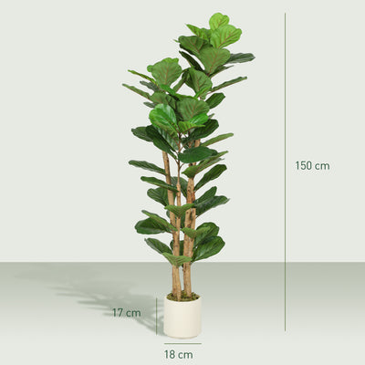 HOMCOM 150cm Artificial Fiddle Leaf Fig Tree - Green 