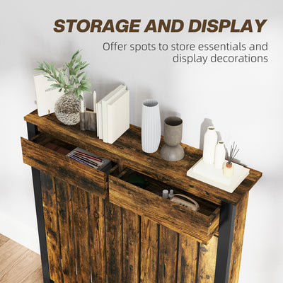 HOMCOM 93 x 88.5cm Rustic-Look Radiator Cover - Brown/Black 